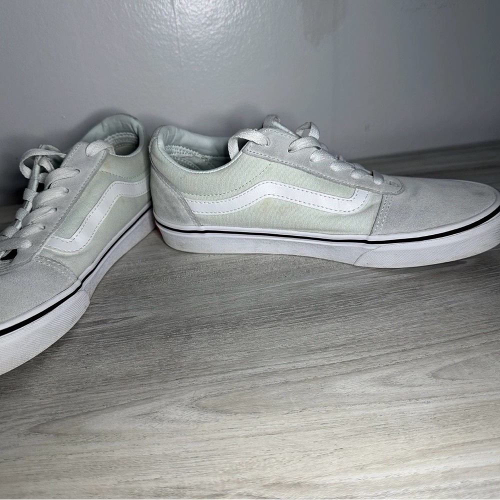 Vans Off The Wall Suede Canvas Sneakers Women's 8.5 Mint Green White Shoes Retro